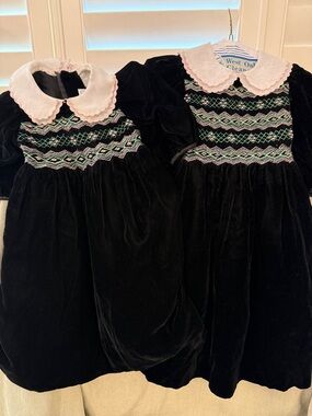 Isabel Garreton Black Velvet Dress with Pink Trim